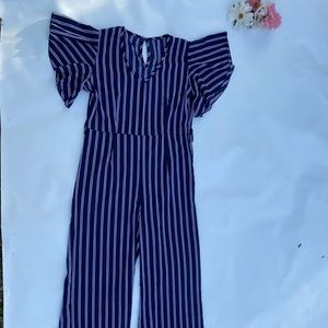 Blue and whit striped one piece